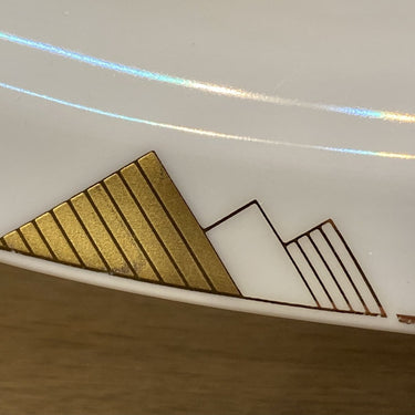 Rectangular bowl - Mitterteich Bavaria - white porcelain with gold-coloured print of (striped) triangles