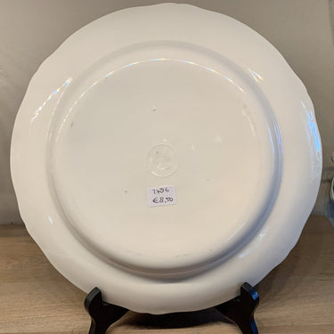 Bowl - round with wavy edge - Petrus Regout - dated ca. 1966/67 - decoration of blue and yellow flowers