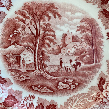 Dessert plate / bread and butter plate - Wood &amp; Sons - Woods Ware - Enoch Woods ENGLISH SCENERY red