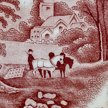 Dessert plate / bread and butter plate - Wood &amp; Sons - Woods Ware - Enoch Woods ENGLISH SCENERY red