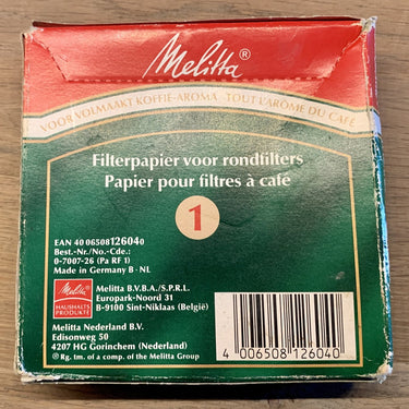 Koffiefilters rond Melitta Nr. 1 in doos.<br>