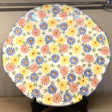 Taartplateau met een décor van geel / blauw / groen / rood bloemen - Schramberg