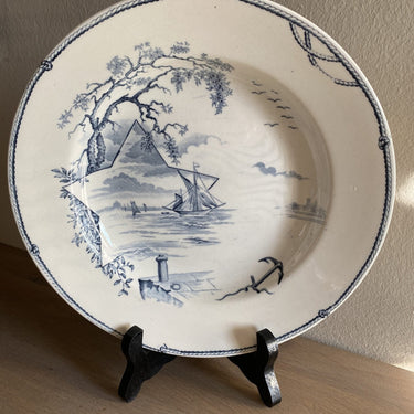Deep plate – Petrus Regout – decor MARINES grey-blue