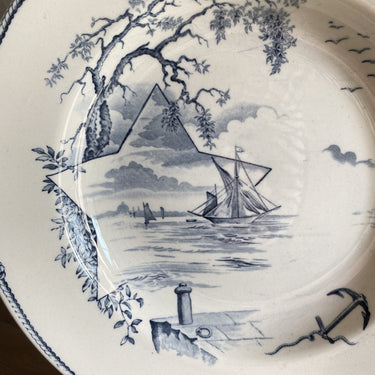 Deep plate – Petrus Regout – decor MARINES grey-blue