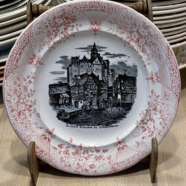 Dessertbordje / bordje - maker onbekend - décor in zwart / wit D. ALTE SCHLOSS ZU QUEDLINBURG