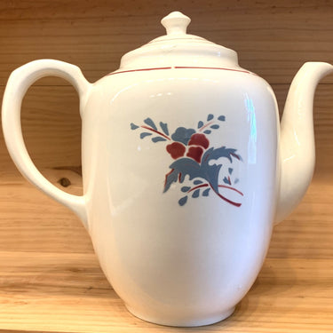 Kaffeekanne / Kaffeepott - Nimy - Spritzdekor aus graublauen/burgunderfarbenen Blumen