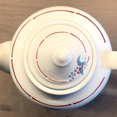 Kaffeekanne / Kaffeepott - Nimy - Spritzdekor aus graublauen/burgunderfarbenen Blumen