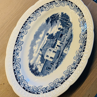 Schaal - ovaal – Société Céramique Maestricht – décor BOERENHOEVE blauw