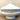White covered dish / tureen with green lines decoration - low model - Nouvelles Usines Céramiques Du Nord St. Amand