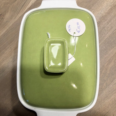 Auflaufform mit grünem Deckel - Royal Sphinx Maastricht Ovenware - Dekor BON APPETIT