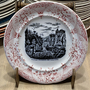 Dessertbordje / bordje - maker onbekend - décor in zwart / wit D. KESSEL B.D. ROSSTRAPPE I. BODENTHALE