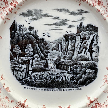 Dessertbordje / bordje - maker onbekend - décor in zwart / wit D. KESSEL B.D. ROSSTRAPPE I. BODENTHALE