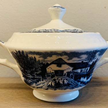 Suikerpot - Société Céramique Maestricht - décor BOERENHOEVE blauw