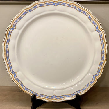 Bowl, large and round - wavy edge - Grindley Marlborough - decor ROYAL PETAL in baby blue with brown