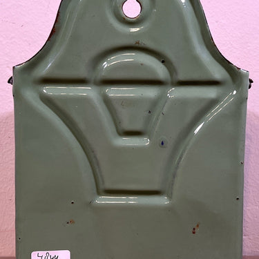Zoutpot - groen emaille - opschrift ZOUT in het Nederlands
