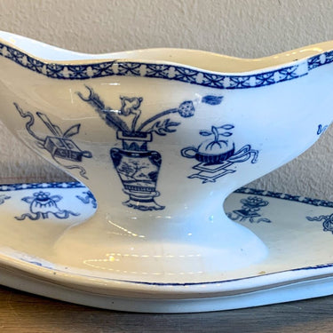 Juskom / Sauskom - Societe Ceramique Maestricht - serie POTICHE met decor in blauw