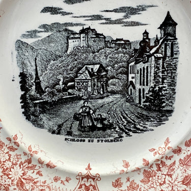 Dessertbordje / bordje - maker onbekend - décor in zwart / wit SCHLOSS ZU STOLBERG