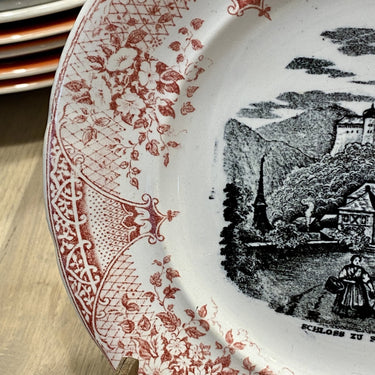 Dessertbordje / bordje - maker onbekend - décor in zwart / wit SCHLOSS ZU STOLBERG