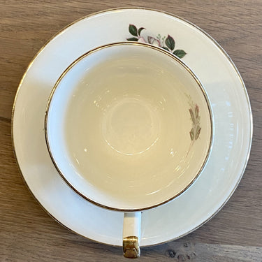 Tasse und Untertasse - Mosa (3 Bögen) - Modell RELIEF - Dekoration weiße Rosen mit goldenen Akzenten