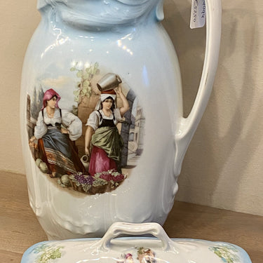 Comb tray / brush tray - EPIAG Kerag Karlsbad Czechoslovakia - decor 4737 of two women with jugs and grapes
