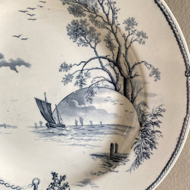 Deep plate – Petrus Regout – decor MARINES grey-blue