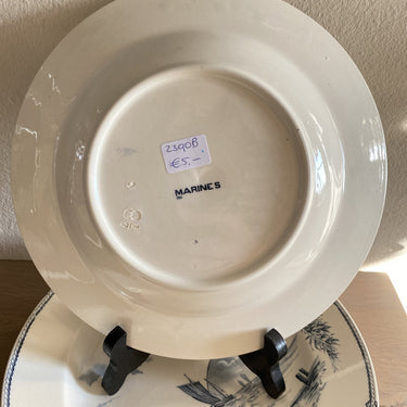 Deep plate – Petrus Regout – decor MARINES grey-blue