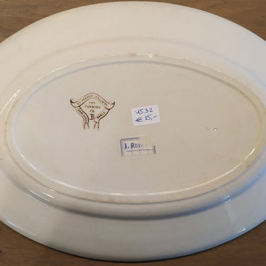 Oval bowl - Terre de Fer - Rue Turbigo 78, Paris - decor of brown branch with berries and Japanese scene