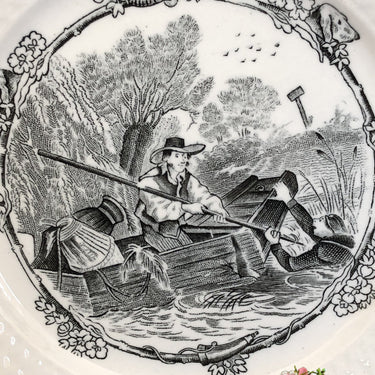 Dessert plate - decor NEMROD - man in boat helps drowning man.