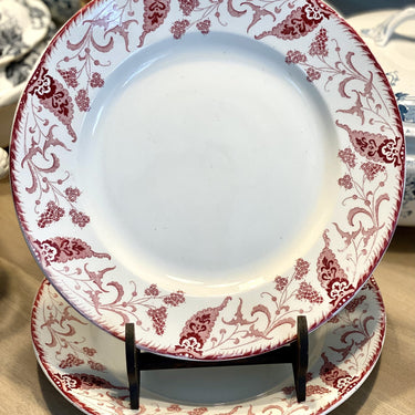 Bowl - large, round - Longwy - RAMBOUILLET red decor