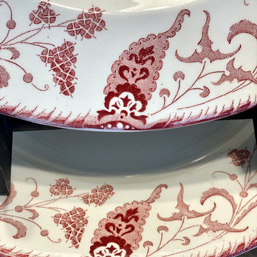 Bowl - large, round - Longwy - RAMBOUILLET red decor