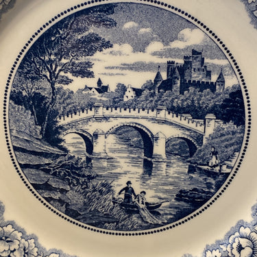 Speiseteller - Royal Sphinx - P. Regout - Dekor OLD BRIDGE blau