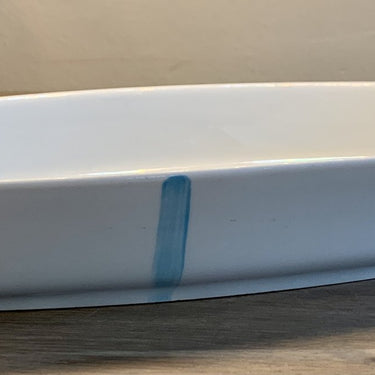 Oven dish - oblong - Royal Sphinx - Parafeu - white with blue/yellow/brown stripes