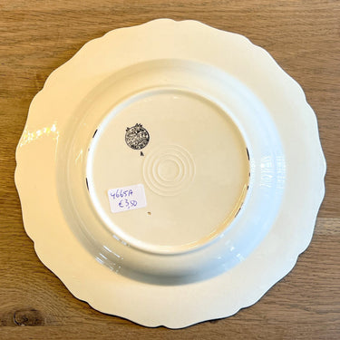 Tiefer Teller / Suppenteller / Pastateller - Boch - Dekor aus bunten Blumen am Rand und in der Mitte - mit Goldrändern