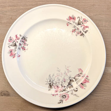 Dinner plate - Petrus Regout - decor of grey with pink flowers
