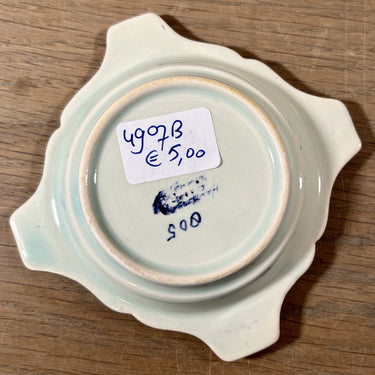 Aschenbecher - kleines quadratisches Modell - handbemalt Delft Blau / Made in Holland - Dekor mit goldfarbenen Akzenten