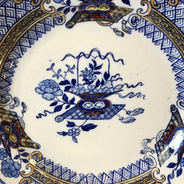 Ontbijtbordje - Société Céramique - décor SADO - blauw met luster