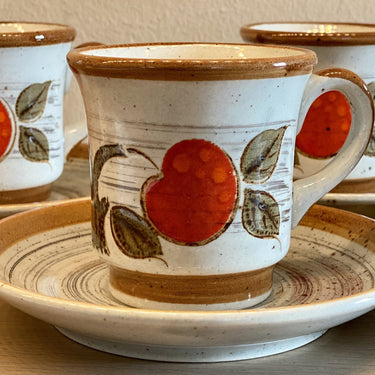 Cup &amp; saucer - Schramberg - MANDARIN decor with brown rim