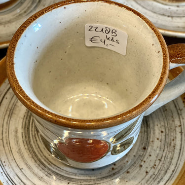 Cup &amp; saucer - Schramberg - MANDARIN decor with brown rim