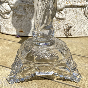 Candlestick - glass - Val Saint Lambert (Val St. Lambert) marked in base - Sacred Heart