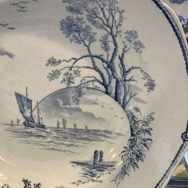 Deep plate - Petrus Regout - MARINES blue decor - with wavy edge