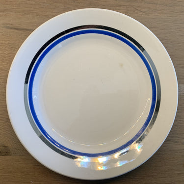 Breakfast plate - St. Ghislain - decor with silver/blue line